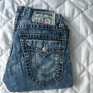 True Religion Men’s Blue Denim Jeans - Classic Pocket Stitch
